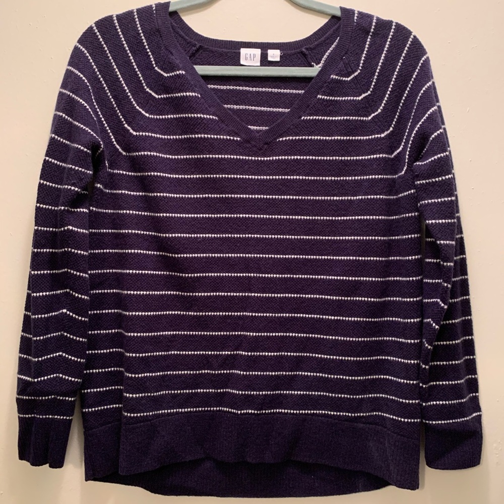 Gap Blue and White Striped Sweater